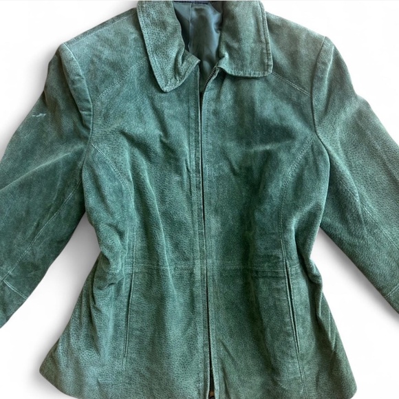 Vintage green suede leather jacket - Picture 3 of 6